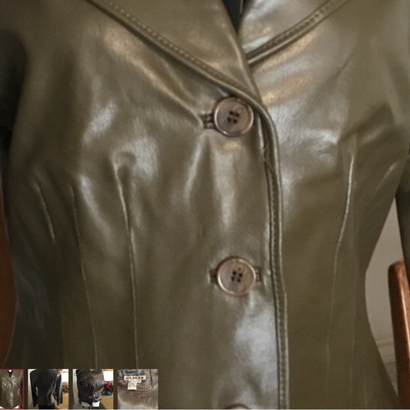 A.M.I.⭐️ GREEN LEATHER BLAZER/COMPLETELY LINED/SIZE M - Picture 5 of 6